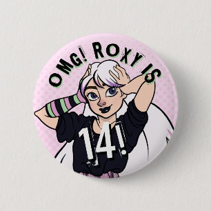 Cute Punk Teen Girl Pink Name 14th Birthday 6 Cm Round Badge
