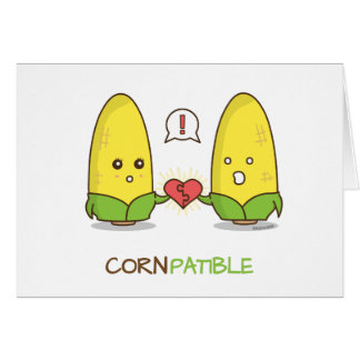 Cute Punny Compatible Corn Couple Gift Card