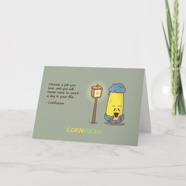 Cute & Punny Confucius Motivational Quote Card (Front)
