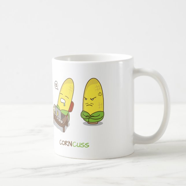 Cute Punny NSFW Cartoon Corn Concuss Coffee Mug (Right)