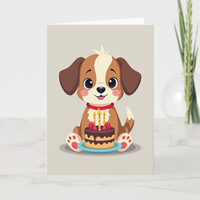 Cute Pup Birthday Card (Front)