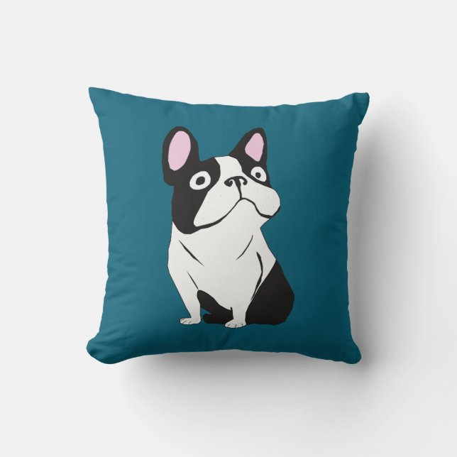 Cute Pup, medium dark blue Cushion (Front)