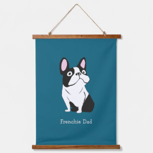 Cute Pup, medium dark blue Hanging Tapestry