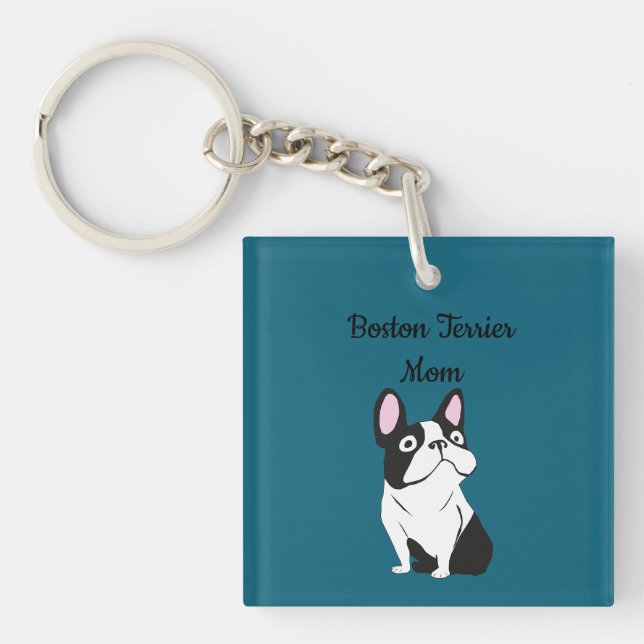 Cute Pup, medium dark blue Key Ring (Front)