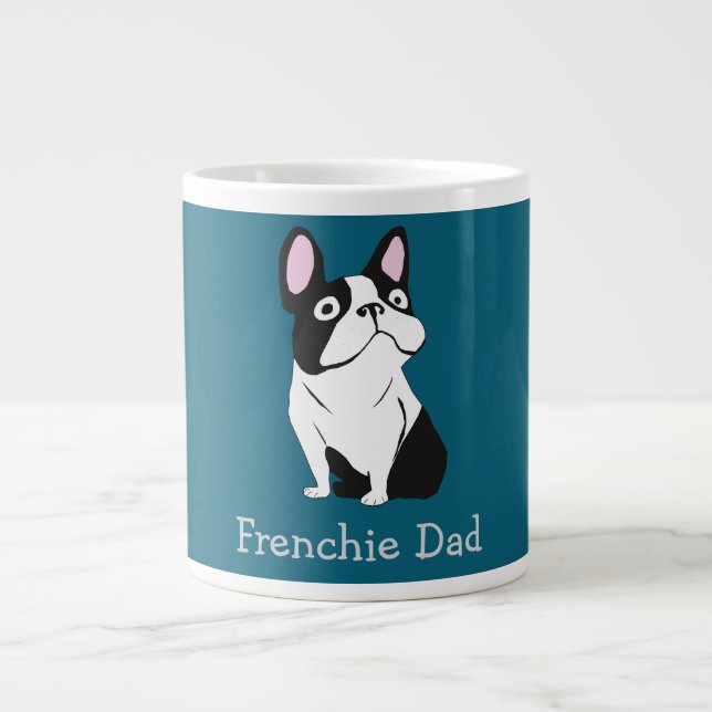 Cute Pup, medium dark blue Large Coffee Mug (Front)