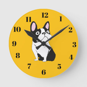 Cute Pup, yellow Round Clock