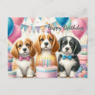 Cute Puppies Birthday from Dog Postcard