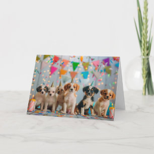 Cute Puppies Birthday Party Celebration Design Card