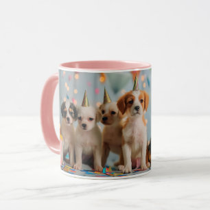 Cute Puppies Birthday Party Celebration Design Mug
