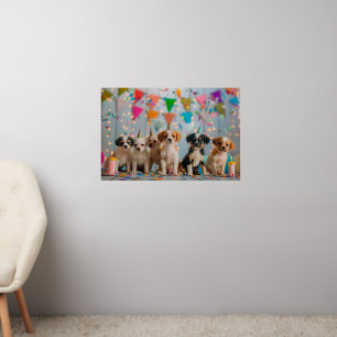 Cute Puppies Birthday Party Celebration Design Wall Decal