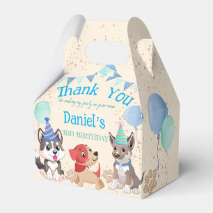 Cute puppies boys puppy party personalised favour box