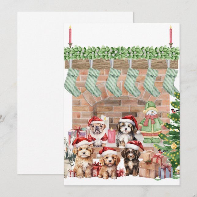Cute Puppies Christmas Cards (Front/Back)