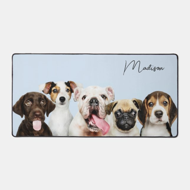 Cute Puppies custom name Desk Mat (Front)