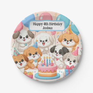 Cute Puppies Customisable Birthday Party Plates