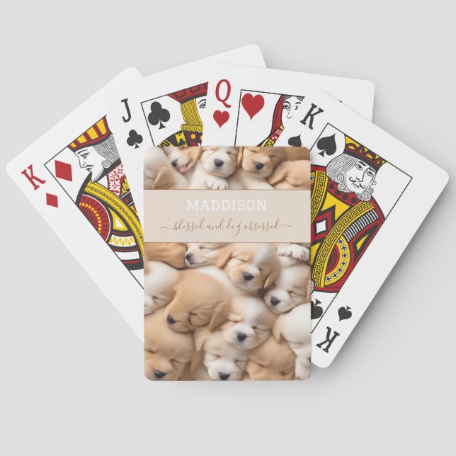 Cute Puppies Dog Lover Name Playing Cards (Back)