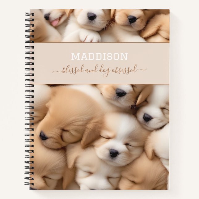 Cute Puppies Dog Lover Name Spiral Notebook (Front)