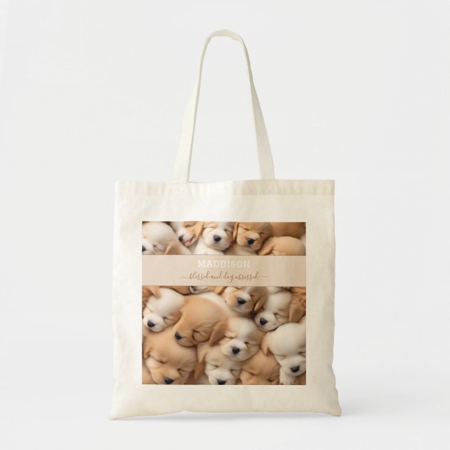 Cute Puppies Dog Lover Name Tote bag (Front)