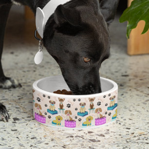 Cute Puppies & Dogs Pattern Dog Bowl