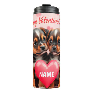 Cute puppies Happy Valentine's day personalized Thermal Tumbler