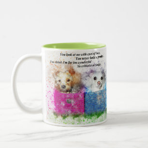 Cute  Puppies in Pink & Blue Baskets Coffee Mug   