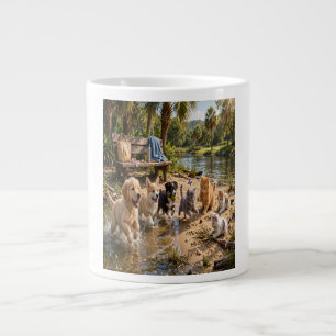 Cute Puppies & Kittens Riverside Adventure Bone Large Coffee Mug