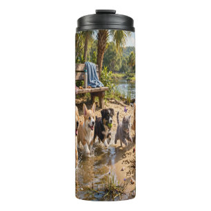 Cute Puppies & Kittens Riverside Adventure Thermal Tumbler