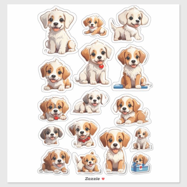 Cute Puppies Mega Sticker Bundle  (Sheet)