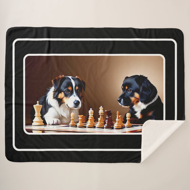 Cute Puppies Playing Chest Sherpa Blanket (Front (Horizontal))