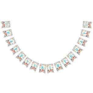 Cute puppies puppy party personalised name bunting 