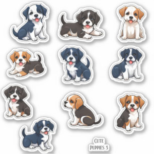 Cute Puppies Scrapbook Stationery Stickers