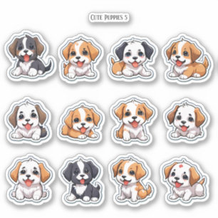 Cute Puppies Scrapbook Stationery Stickers