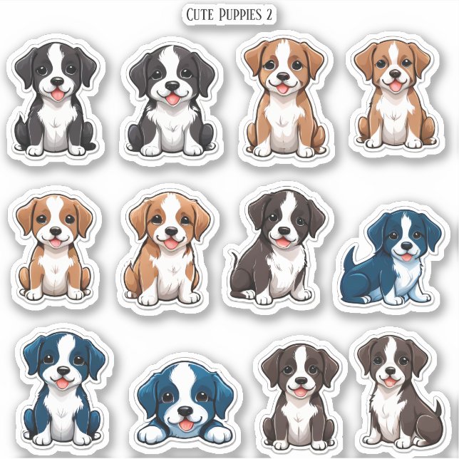 Cute Puppies Scrapbook Stationery Stickers (Front)