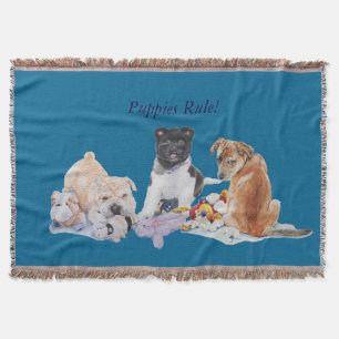 cute puppy akita shar pei teddy mixed breed dog throw blanket