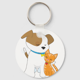 Cute Puppy and Cat Key Ring
