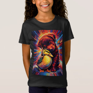 Cute Puppy and Duckling Hug Pop Art T-Shirt