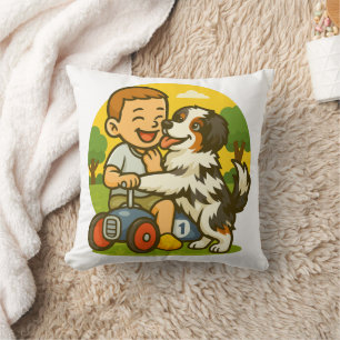 Cute Puppy and Kid Playtime Cushion