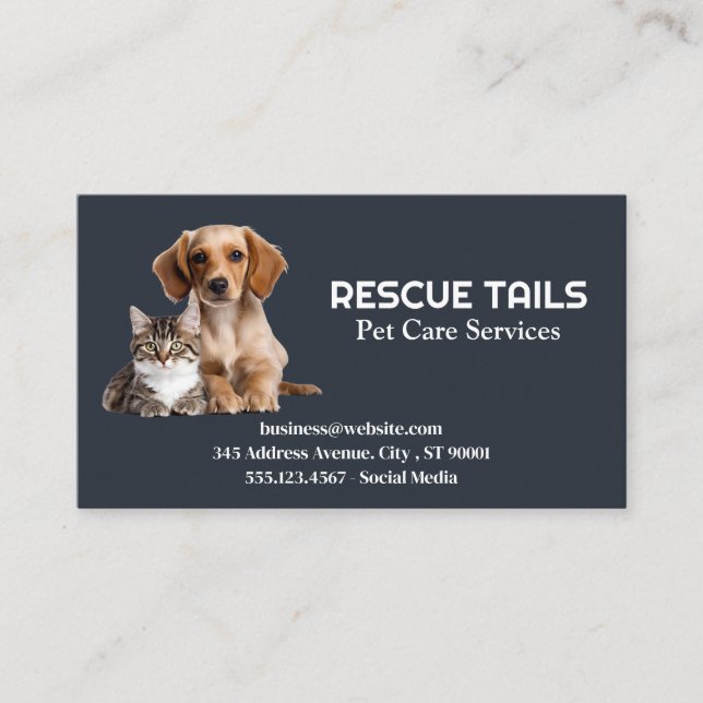 Cute Puppy and Kitten Business Card (Front)