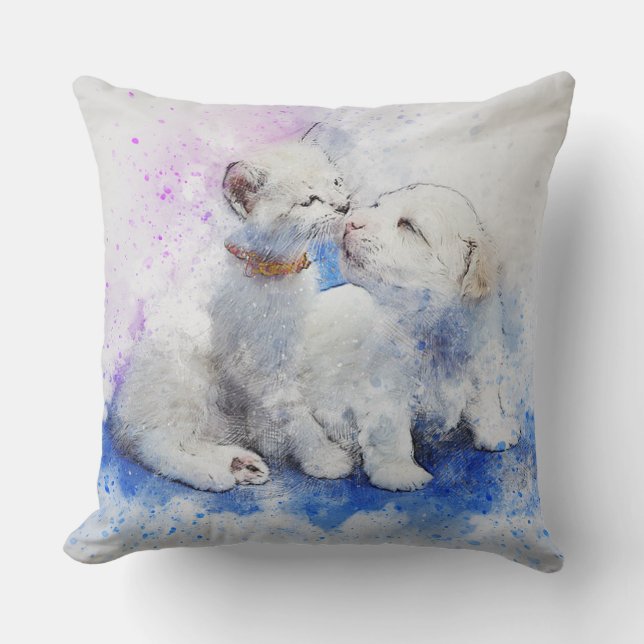 Cute Puppy and Kitten Cushion (Front)