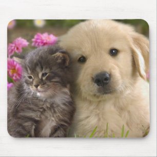 Cute Puppy and Kitten Mouse Mat