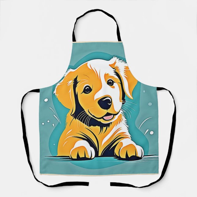 Cute Puppy Art Design Apron (Front)