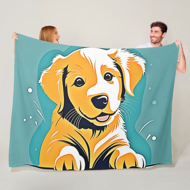 Cute Puppy Art Design Fleece Blanket (In Situ)