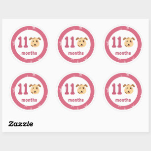 Cute Puppy Baby Monthly Milestone   Classic Round Sticker