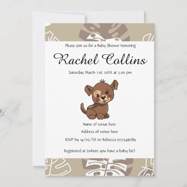 Cute Puppy Baby Shower Invitation (Front)