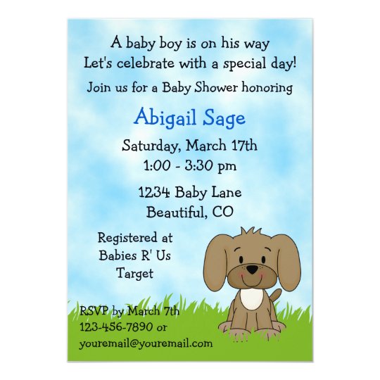 Cute Puppy Baby Shower Invitation for Boys