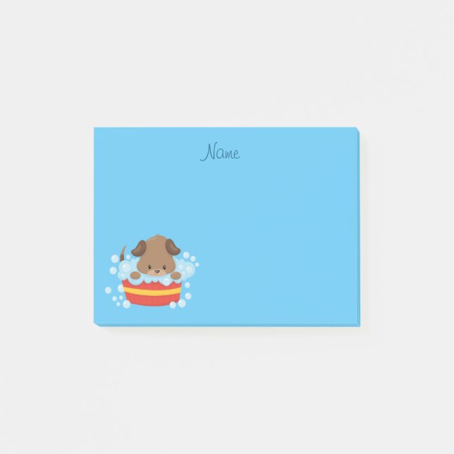 Cute Puppy Bath Time Post-it Notes (Front)