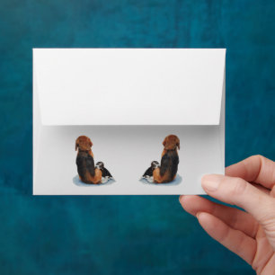 Cute puppy beagle and mum dog realist art design envelopes