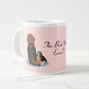 Cute puppy beagle cuddling mum dog large coffee mug
