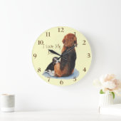 Cute puppy beagle cuddling mum dog realist art large clock (Home)