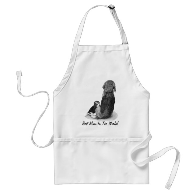 Cute puppy beagle cuddling mum dog standard apron (Front)