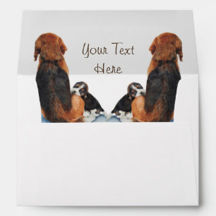 cute puppy beagle with mum dog realist art design envelopes
